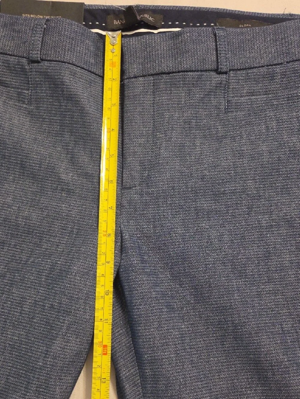 Banana Republic Heathered Navy Textured Dress Pants